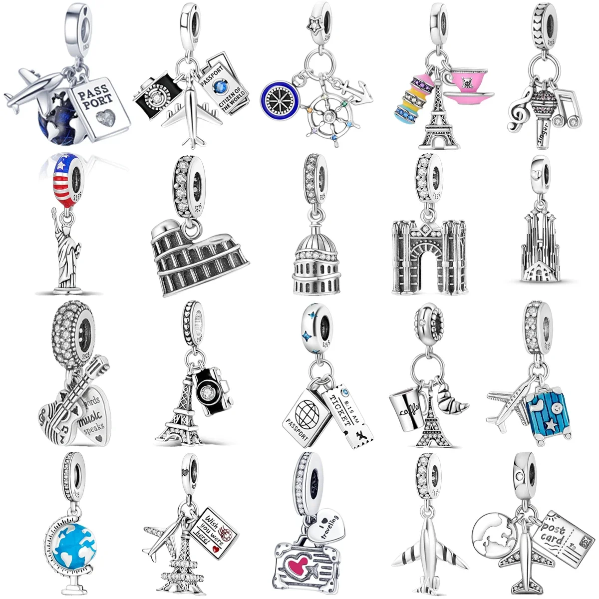 Оригинальные подвески из стерлингового серебра 925 самолет камера Парижская