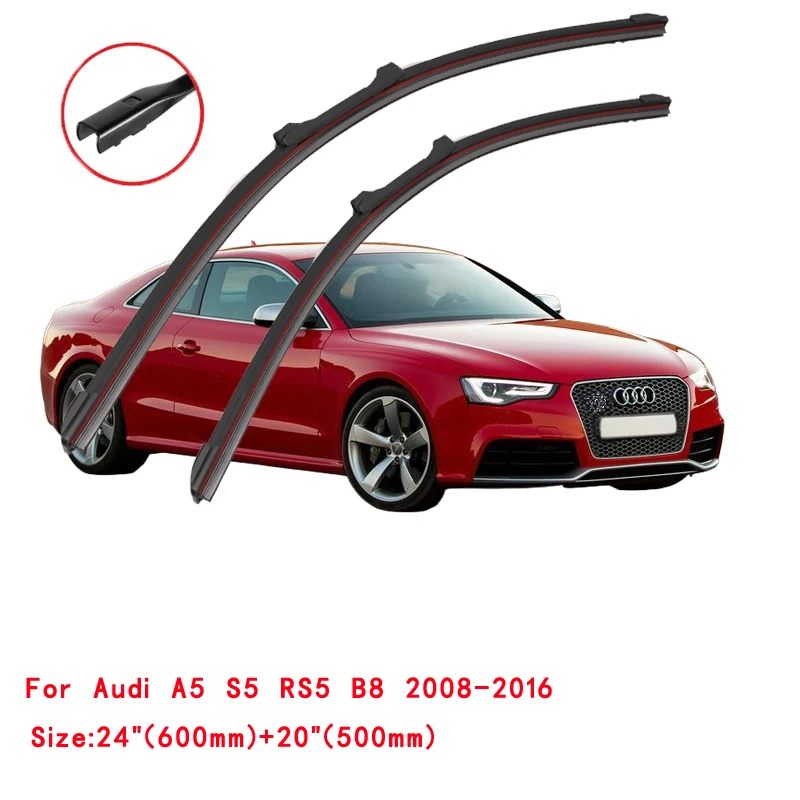 Фото Двойные резиновые дворники для Audi A5 S5 RS5 8T 8F 2.0 3.0 TDI TSFI Quattro 2008 2009 2010 2012 2013 2015 2016 2017 №2