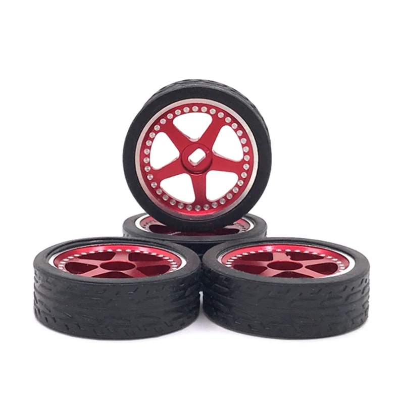 

4Pcs 26Mm Metal Wheel Rim Rubber Tire Tyre Set For Wltoys 284131 K969 K989 K999 P929 Mini-Z 1/28 RC Car Upgrades Parts