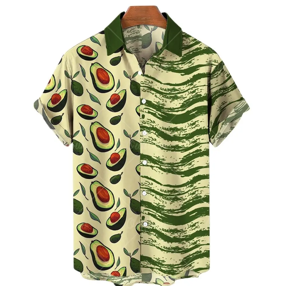 2022 New Men's T-shirt Papaya Fruit Pattern Print Short Sleeve Summer Casual Fashion Hawaiian Shirt Breathable Fun Top 5XL