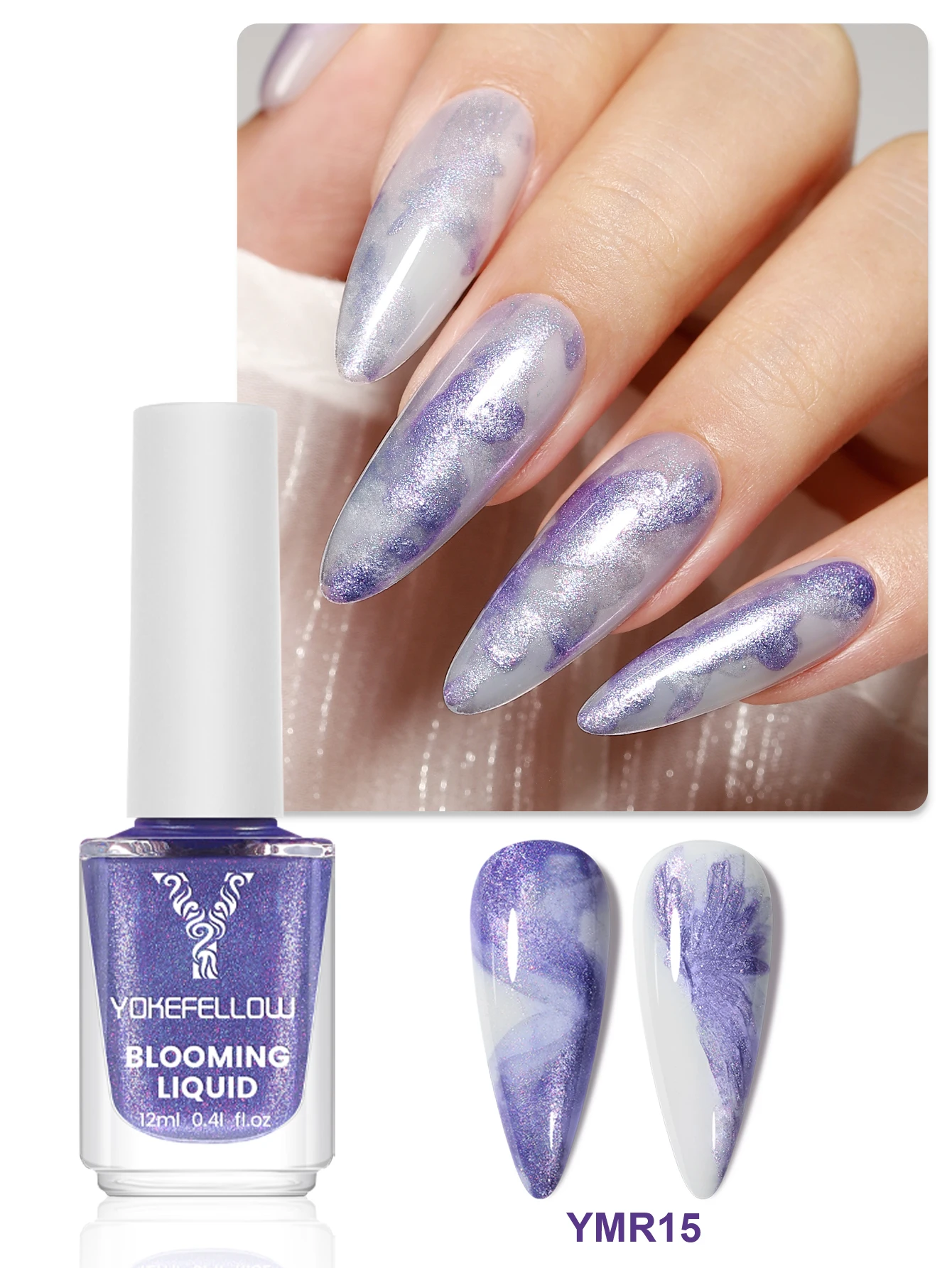 YOKEFELLOW Blooming Liquid 12 мл металлический блеск Nature Air Dry акварельный гель для ногтей Blossom