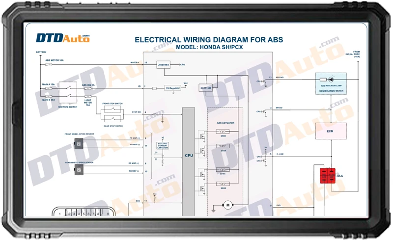 Диагностическое оборудование DTDAuto Motoscan Tab-программное обеспечение для ремонта (ECM