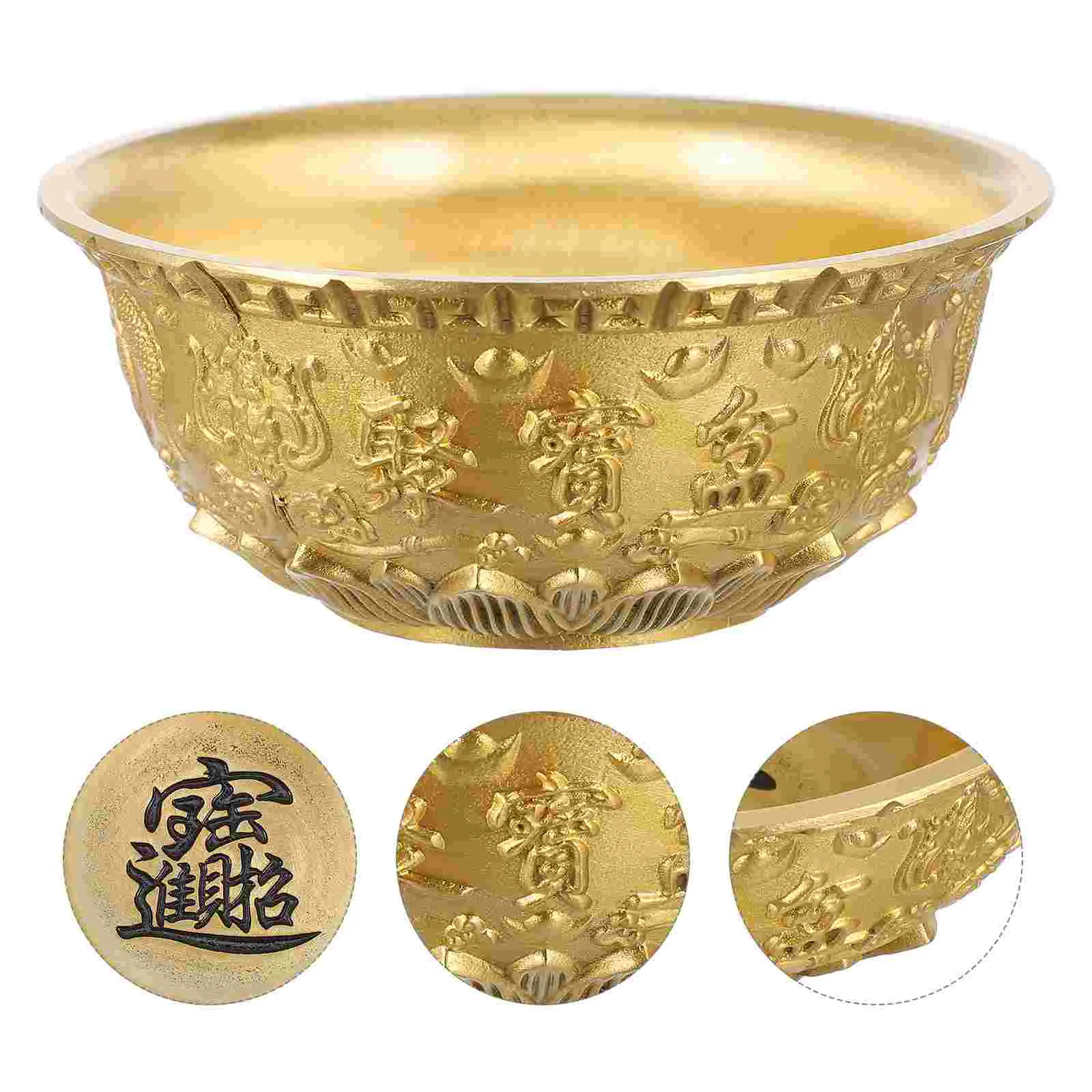 

Bowl Treasurebasin Cornucopia Brass Wealth Chinese Figurine Bowls Offeringstatue Porsperity Decor Decoration Copper