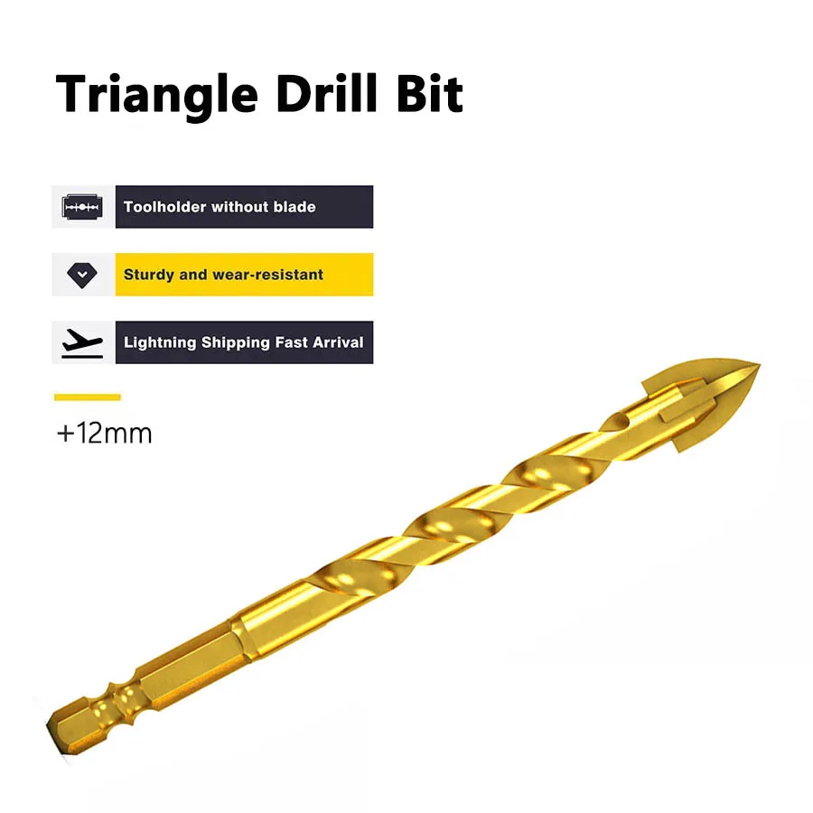 

Triangle Drill Bit All-ceramic Glass Concrete Cement Wall Hand Electric Drill Tile Punch Twist Drill Turn Head 6mm 8mm 10mm 12mm