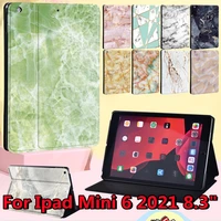 tablet case for apple ipad mini 6 2021 8 3 a2567a2568a2569 flip marble leather office tablets accessories shell cover pen