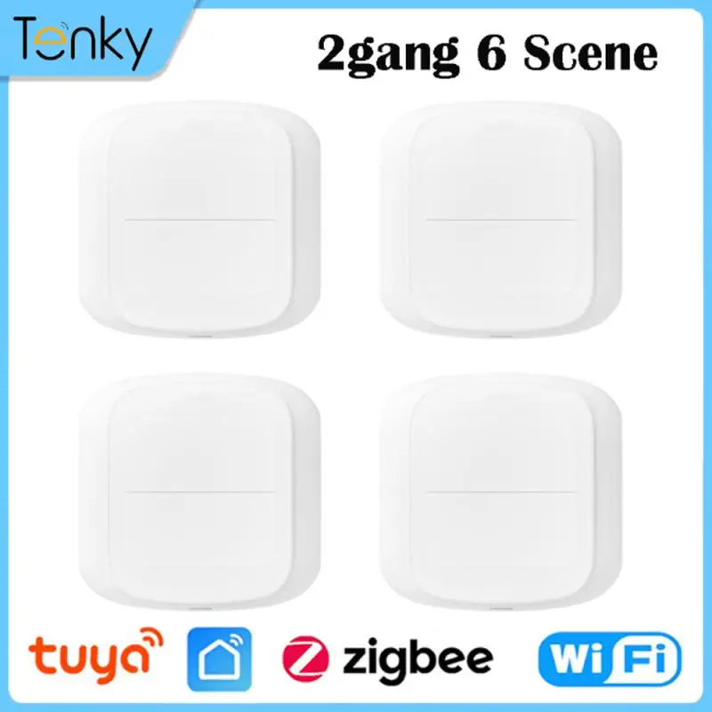 

Tuya Smart WiFi/Zigbee Switch Push Button Switch 2Gang 6 Scene Wireless Smart Home Remote Controller Automation Scenario Switch