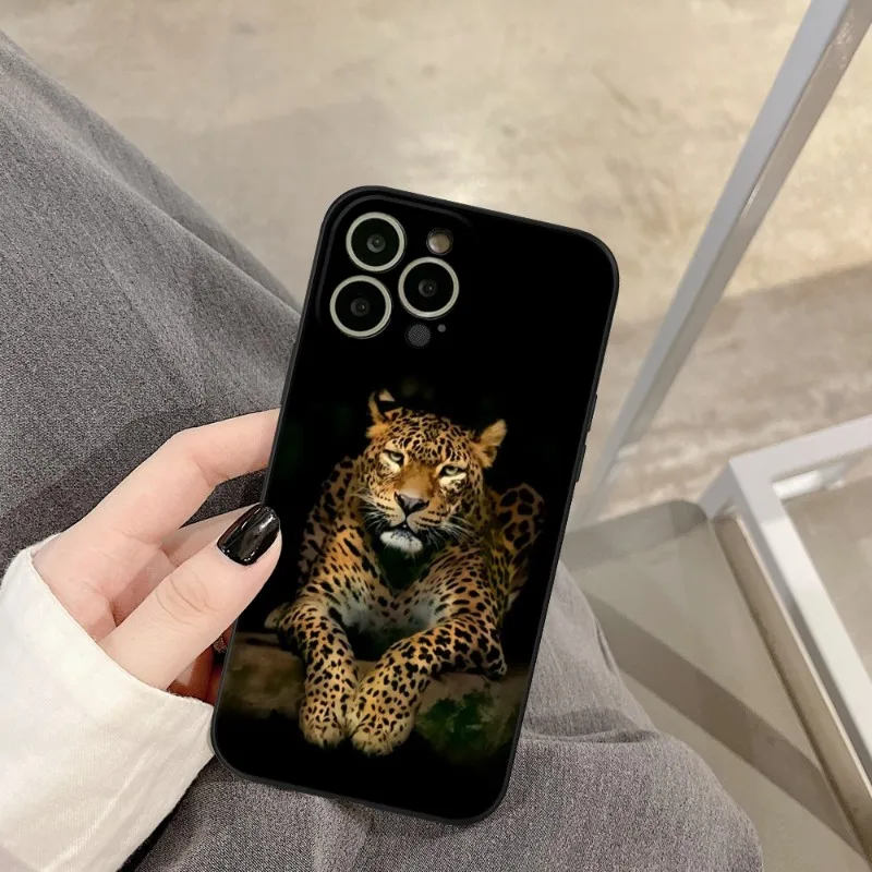 cool leopard Animal Phone Case FOR IPhone 14 13 11 12 Pro 8 7 Plus X 13 Pro MAX XR XS MINI Black Covers