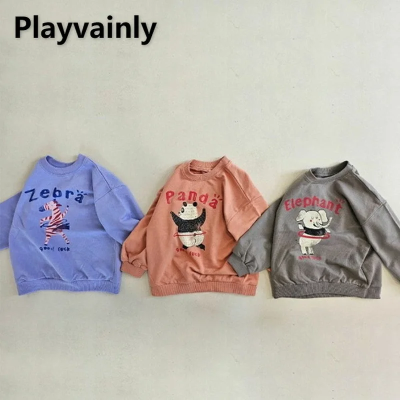 

Boy Sweatshirt Spring Autumn Clothes for Baby Girl Boy Cartoon Print Round Collar Sweatshirt Children Clothes E22930