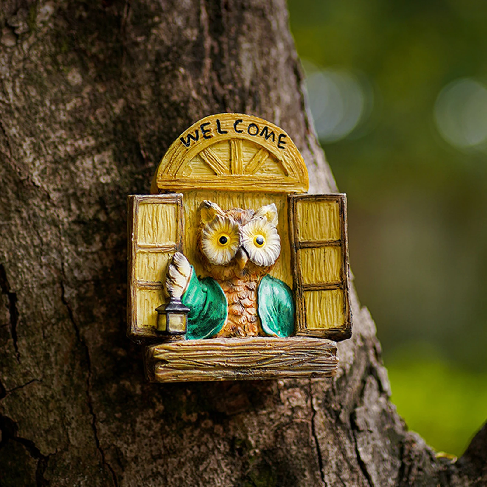 

Сова садовые скульптуры с солнечной подсветкой в виде дерева из смолы статуэтки наружная газон Патио двор сад сказочное Животное Декор ста...