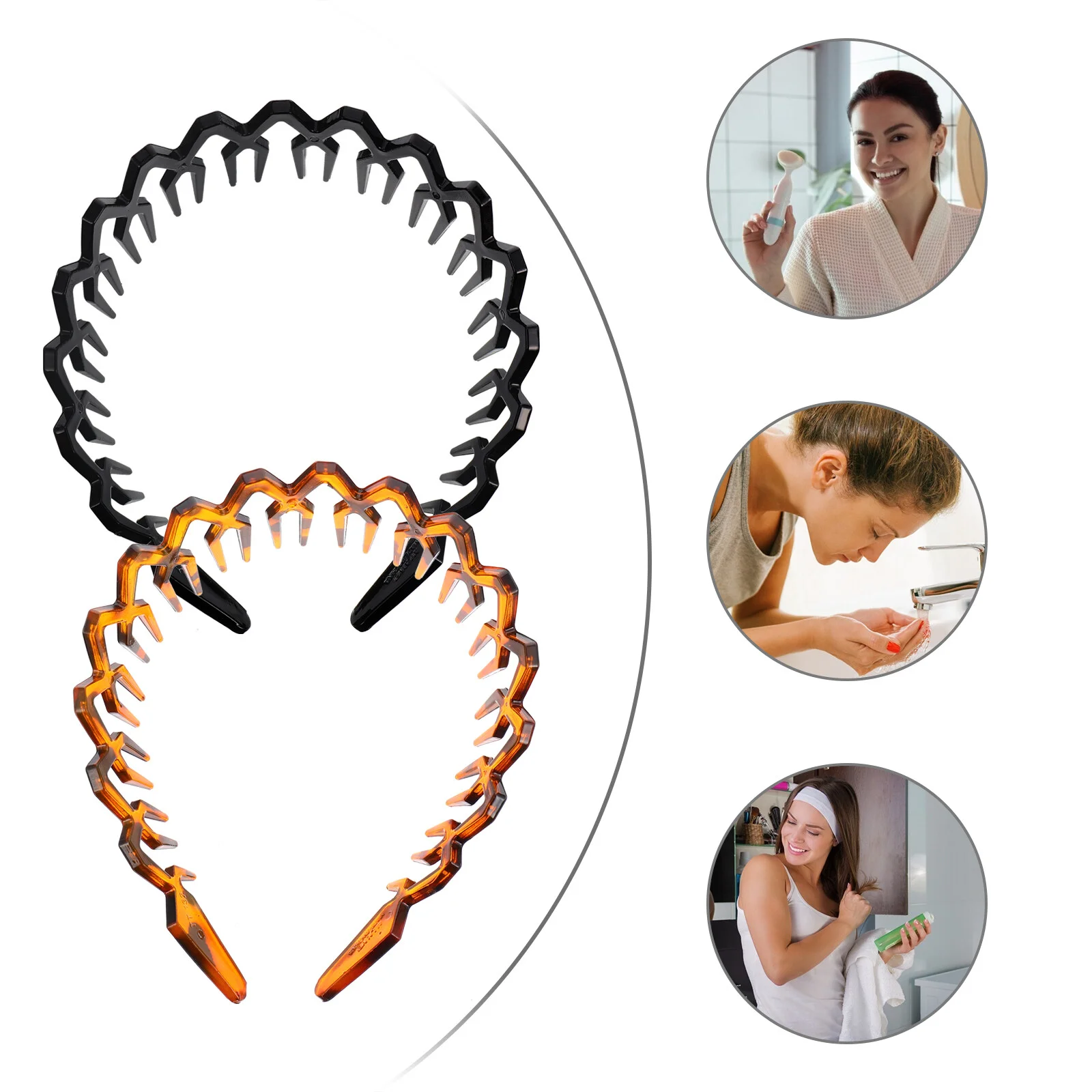 

2 Pcs Curly Hair Headbands Spring Wavy Hairband Toothed Press Plastic Shark Durable Women