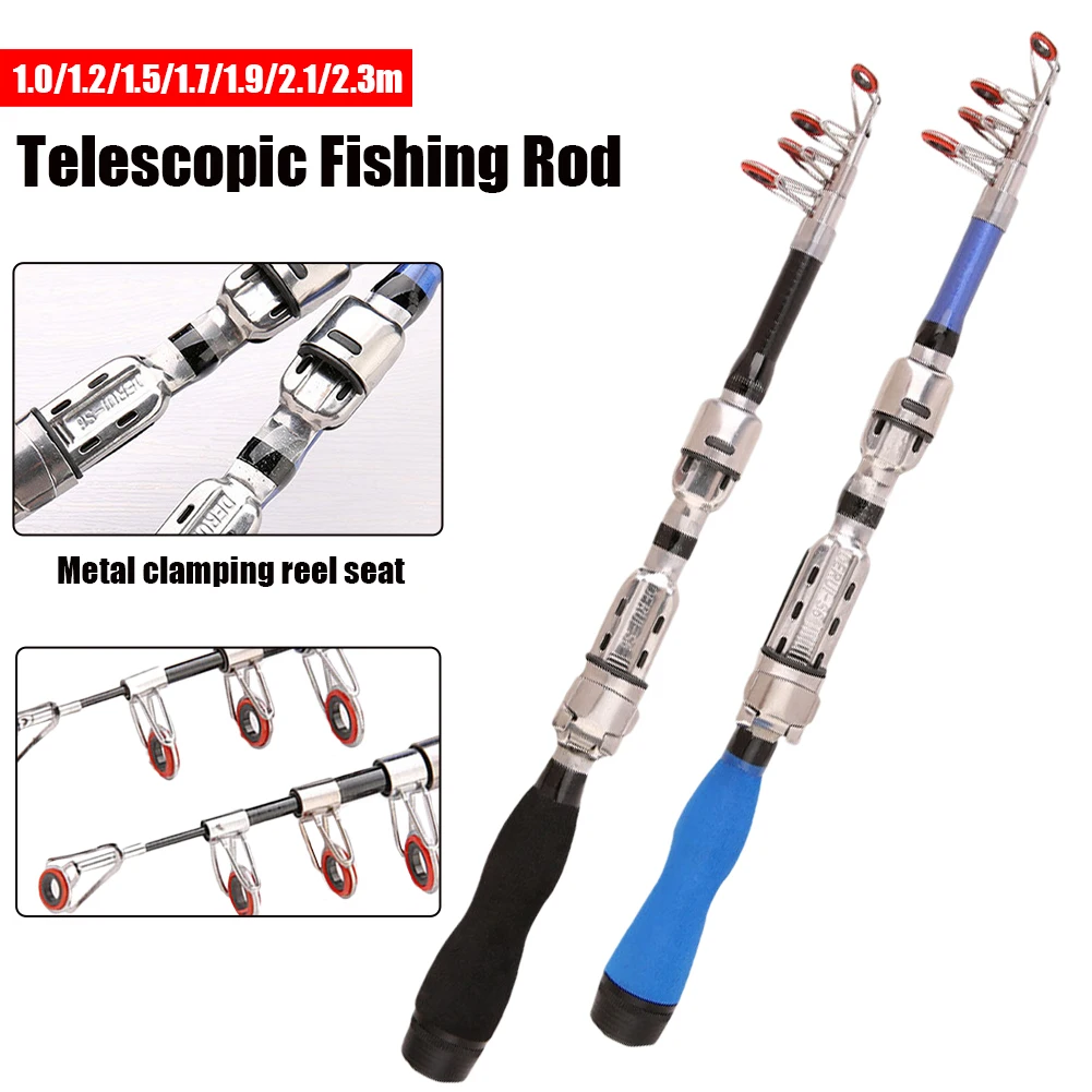 

1m-2.3m Telescopic Mini Fishing Rods Extandable Ice Fishing Rods Ceramic Guide Portable Saltwater Freshwater Fishing Equipment
