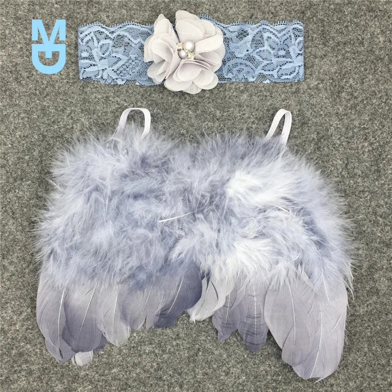 

New Angel Wings Feather Wings Baby Girl Flower Pearl Headband Photo Shoot Hair Accessories For born Photography Props 0-6 Months