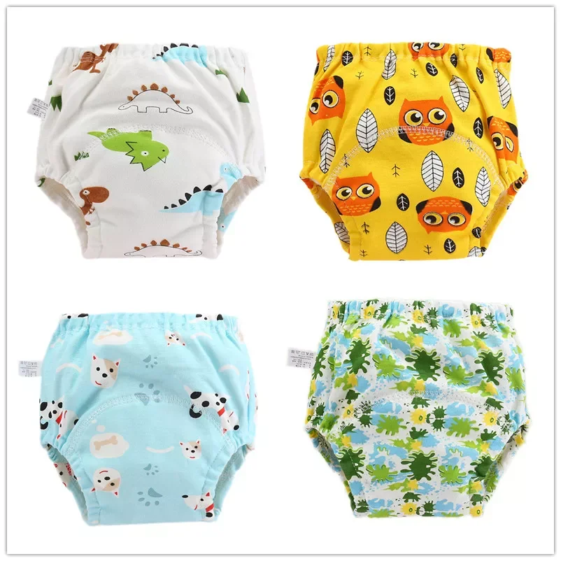 

4pc/Lot Baby Cotton Training Pants Panties Waterproof Cloth Diapers Reusable Toolder Nappies Diaper Baby Underwear
