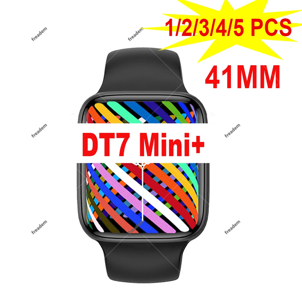 1 2 3 4 5PCS DT7 Mini+ 41 MM Smart Watch Bluetooth Call GPS Tracker Custom Face Men Women Smart Watch Series 7 2022