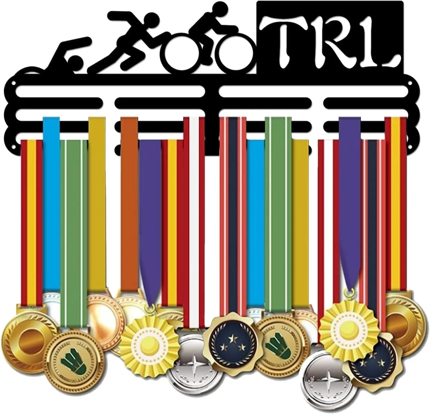 Triathlon Medal Holder Display Hanger Rack Frame Swim Bike Run Hanger Sports Medal Hook Storage Hanging Bars for Medals Display