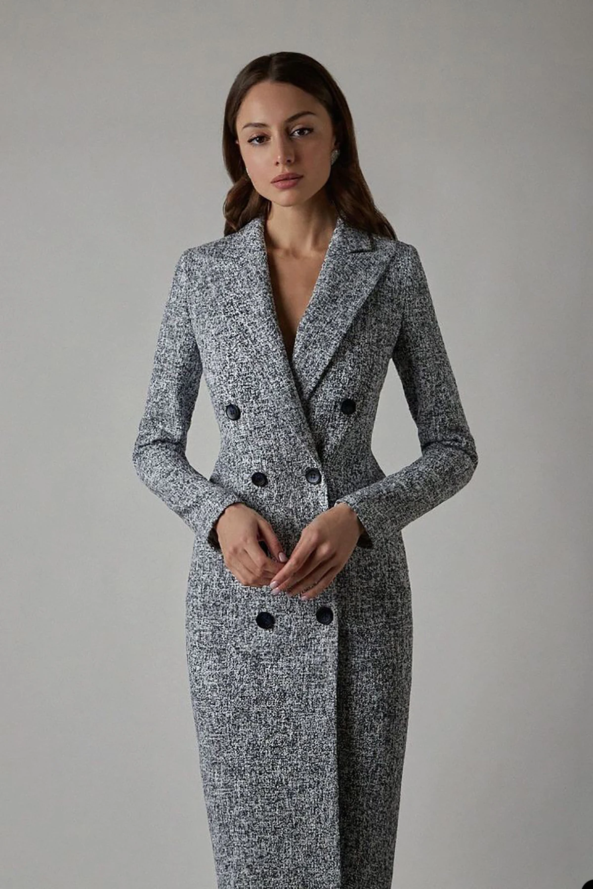 Winter Checkered Women's Business Casual Suit Street Wedding Party Formal Party Commuter Women's Long Jacket