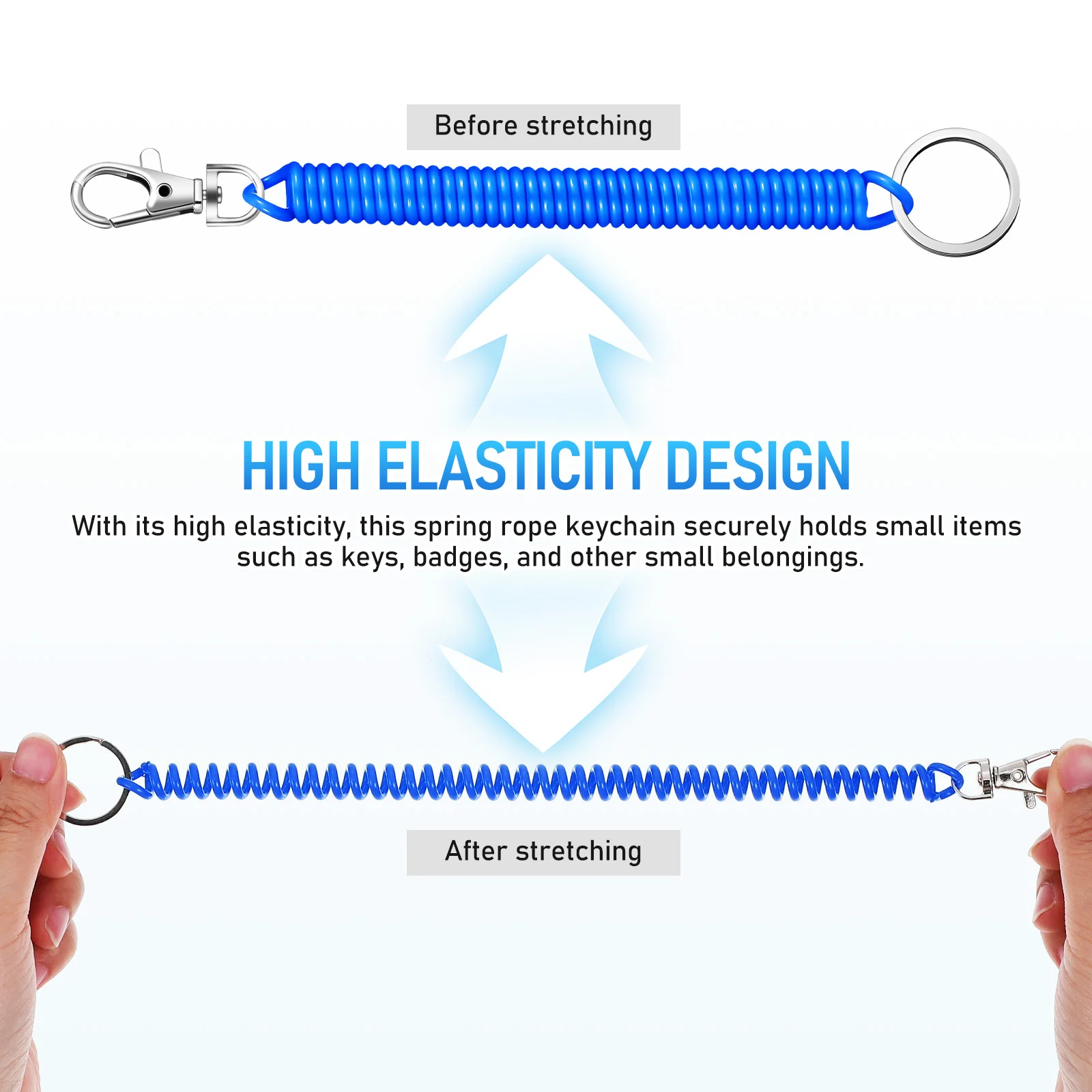 10 Pcs Key Chain Car Spiral Stretchy Spring Coil Keychain Lanyard Rings Elastic Plastic Man Retractable |