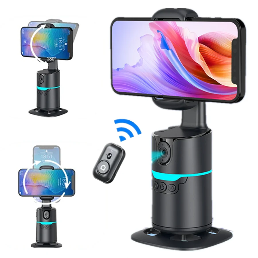 Intellig Selfie Stick Automatic Face Tracking Shooting Gimbal 360 Degree Rotation Phone Holder for Live Vdieo Vlog