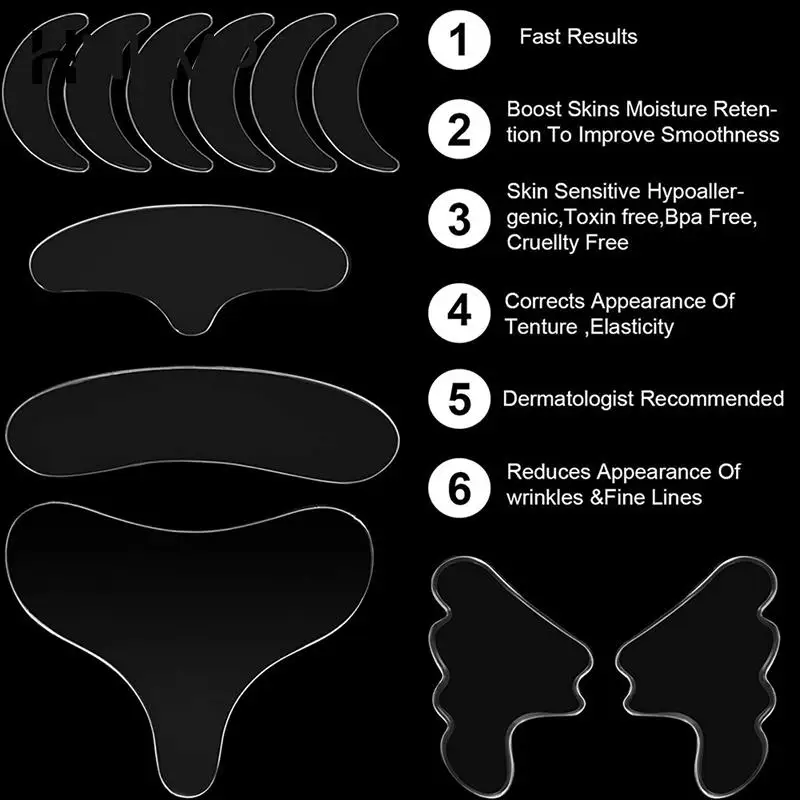 

11/16pcs Silicone Face Eye Forehead Anti Wrinkle Patch Facial Lifting Pad