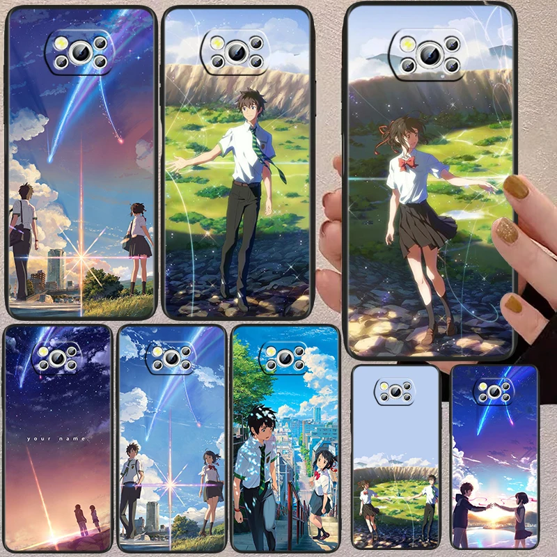 

Your Name Japanese Anime Black Phone Case For Xiaomi Mi Poco X5 X3 Pro X4 F4 F3 GT M5 M5s M4 M3 C55 C50 C40 5G