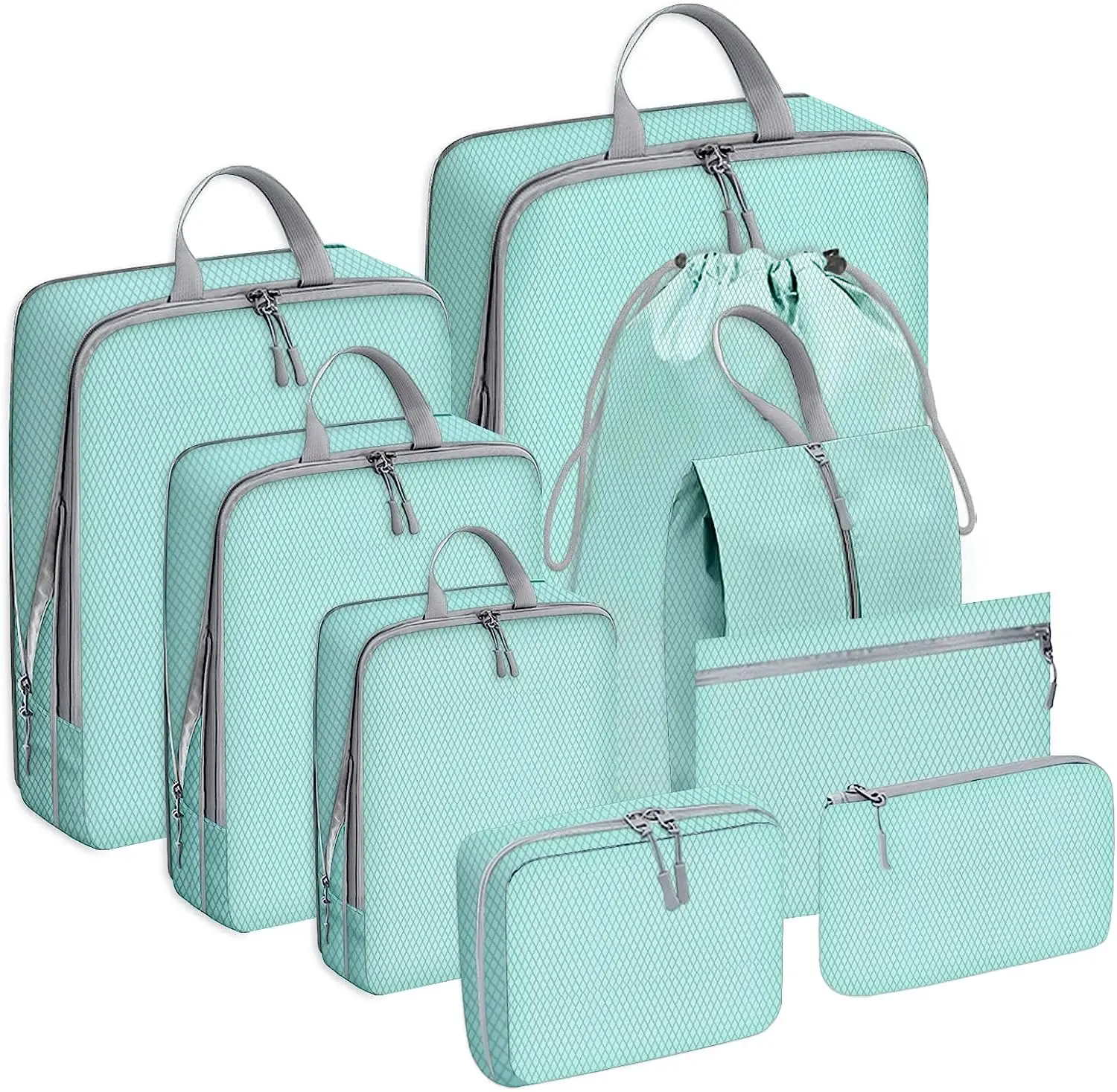 9 pcs Compression Packing Cubes for Suitcases Travel Compression Bags for Packing Suitcase Organizer Bags Set Travel Accessories