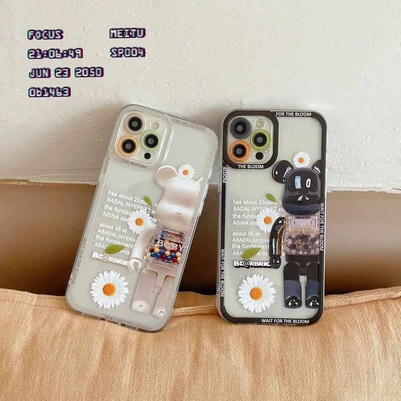 

Fashion Bear Daisy Transparent Phone Case Cover for IPhone 7 8 Plus 11 12 13 Pro X XR XS Max Shockproof Case for IPhone 13 Cases