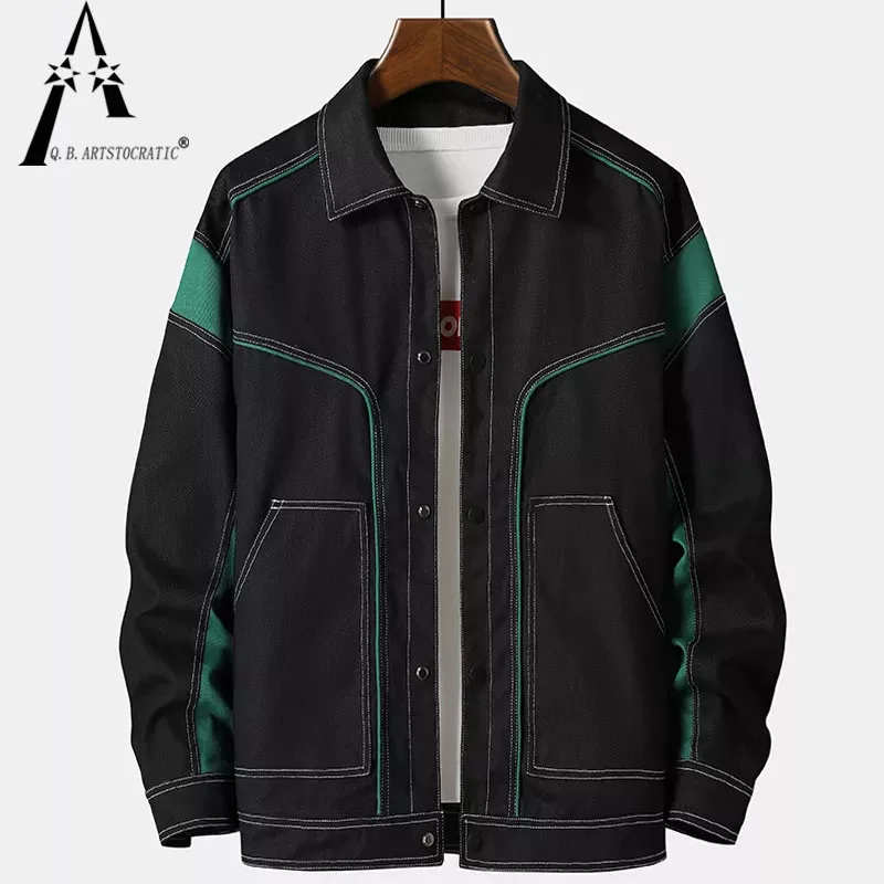 

Winter Casual Jackets Large Washed Cotton Men's Single Layer Zip Coat Streetwear Motorcycle Outwear Biker Warm Men Brand Cloth