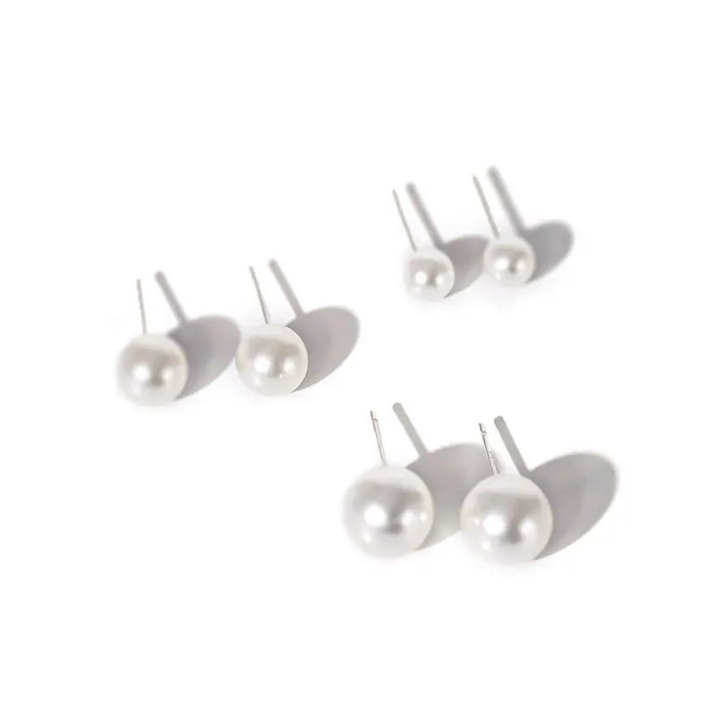 

S925 Silver Needle Stud Earrings Simple Retro Earrings White Personality Four Seasons All-match Earrings