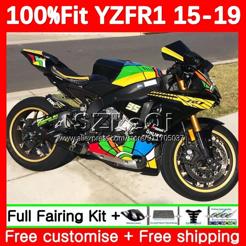 

Желтый корпус для инъекций ggren для YAMAHA YZF R1 R 1 YZF1000 YZF-R1 YZFR1 15 16 17 18 19 2015 2016 2017 2018 2019 обтекатель 135LQ.80