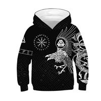 autumn clothing digital printing black and white childrens sweaters hooded long sleeved sweaters childrens pullovers