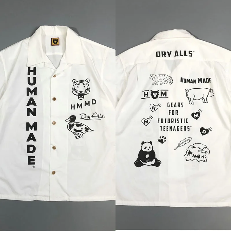 Human Made Shirt Oversize Casual Men Women 1:1 HUMAN MADE Tiger Duck Hawaii Shirt