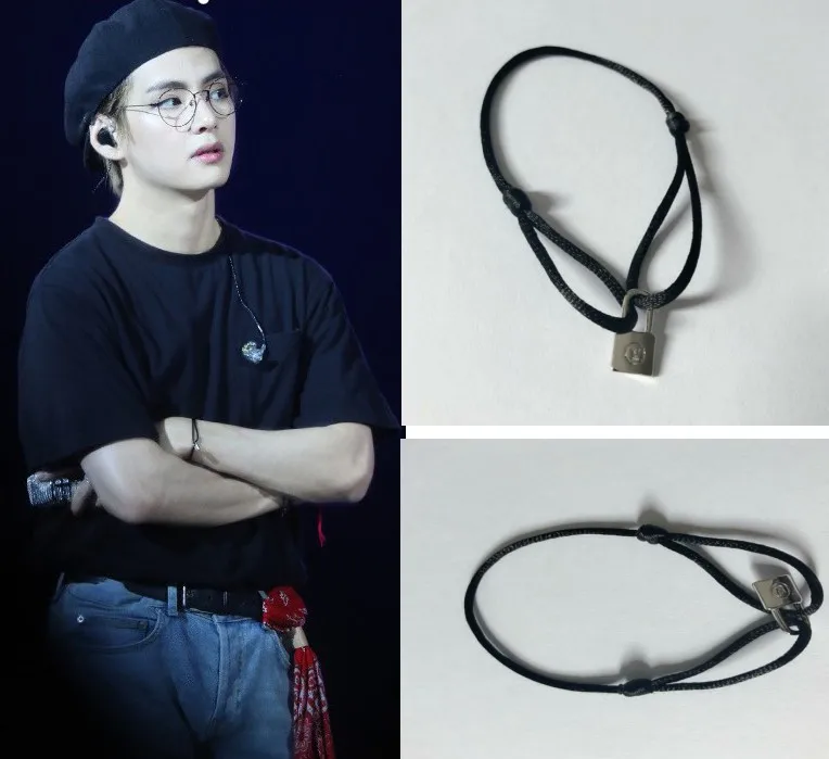 

Kpop Bangtan Boys Bracelets Junior Group V with The Hand Rope Couple Congenior Lock Bracelet Simple Korean Version of Bracelet