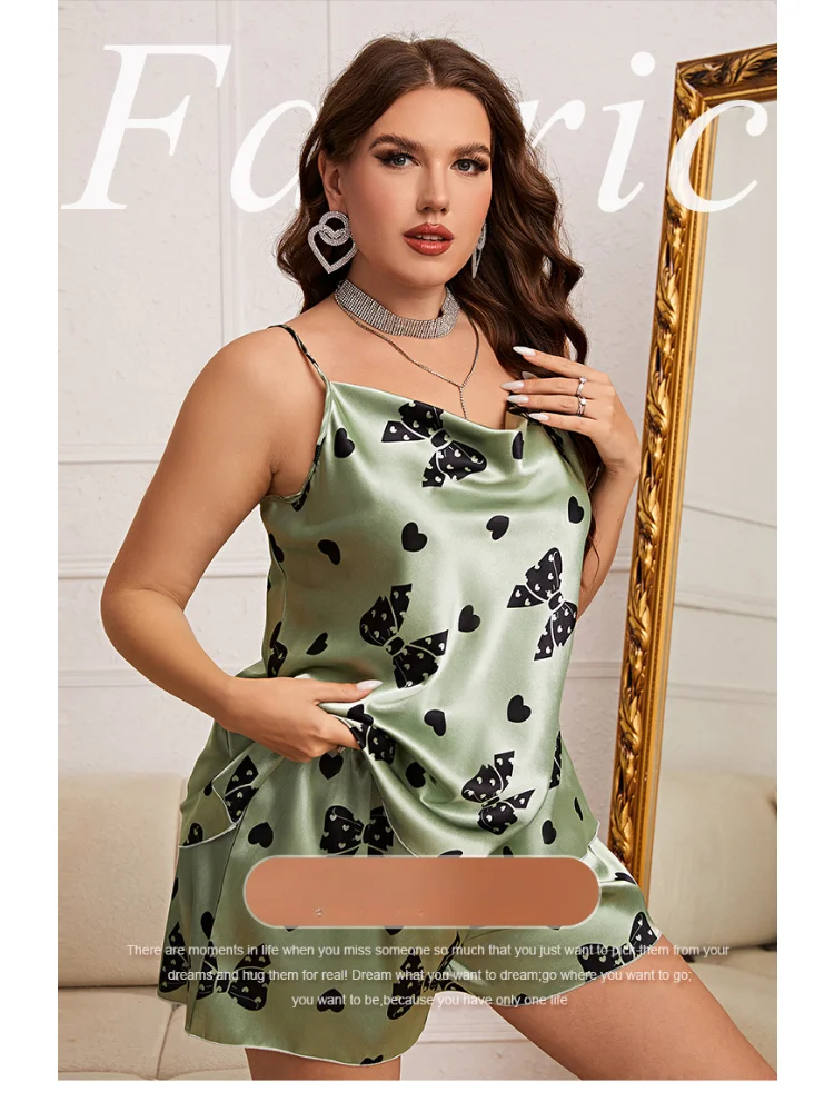 Cartoon suspender pajamas women fashion casual shorts pajamas suit plus size 2 piece set women