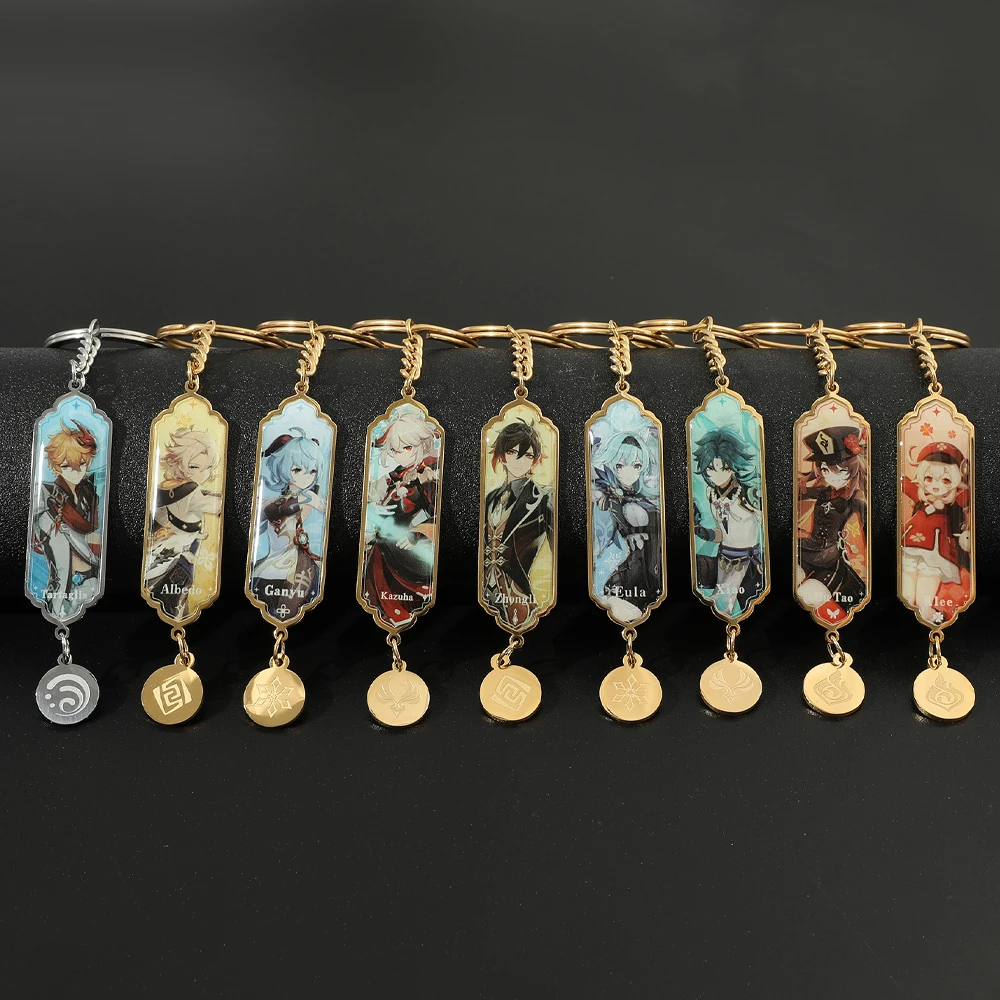 

Игровой персонаж Genshin Impact, металлический автомобильный брелок для ключей, брелок для ключей, фигурка, аксессуары, подарок для друзей