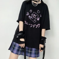 gothic cartoon tees japanese dark print goth harajuku top women tshirt casual ladies basic o collar short sleeved t shirt girl