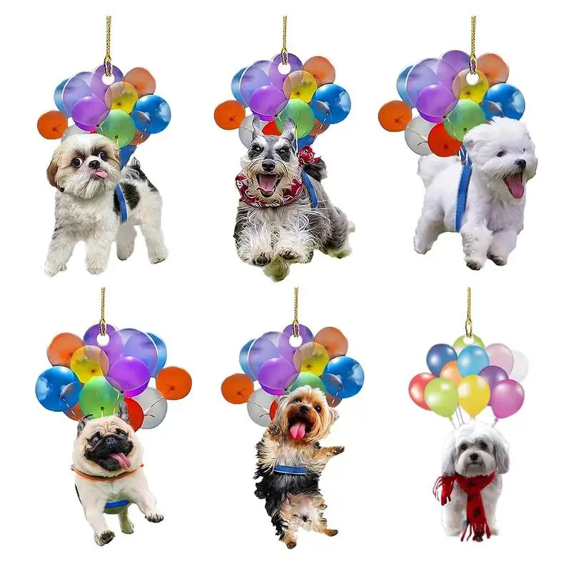 

Car Pendant Colorful Balloon Puppy Cute Dog Ornament Automobiles Rearview Mirror Decoration Auto Interior Decor Home Accessories