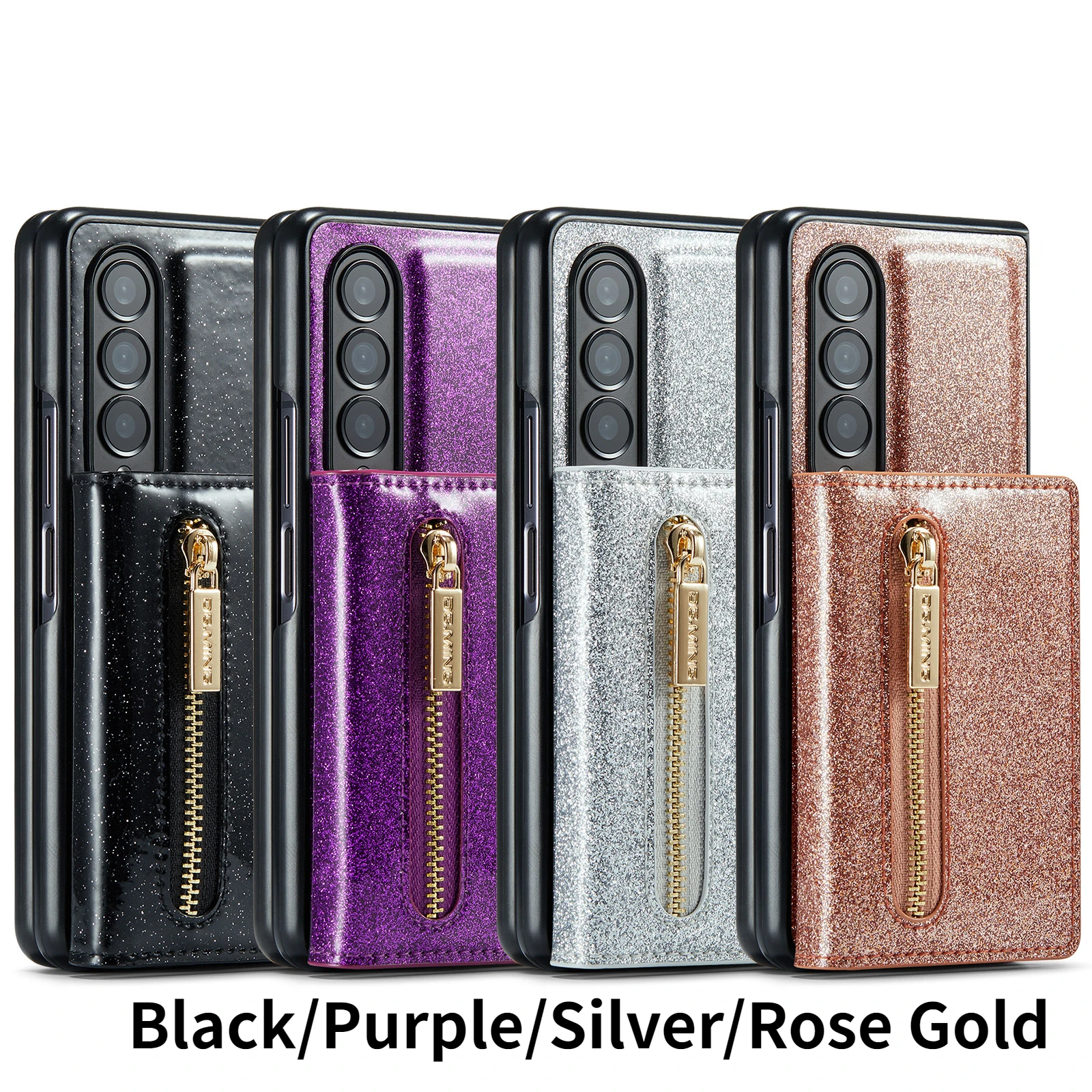 Блестящий кожаный чехол на магнитной застежке для Samsung Galaxy Z Fold 4 3 Fold4 Fold3 - купить