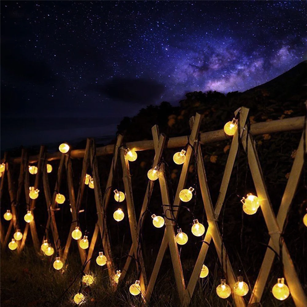 

Crystal Ball Solar LED String Lights for Garden Yard Home Wedding Fairy Lights Multifunctional Lighting Strings