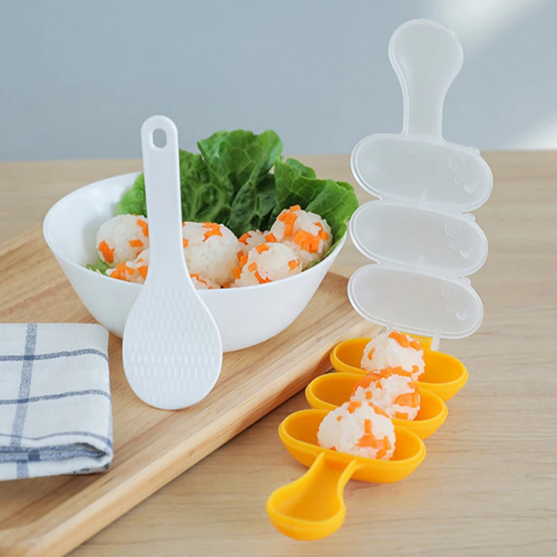 

Baby Rice Vegetable Ball Mold Cute Food Decoration Kids Lunch Creativity DIY With Spoon Sushi Onigiri Maker Moulds Kitchen Tools