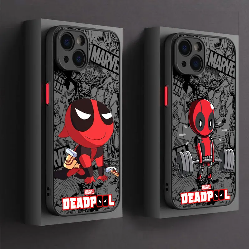 Фото Забавный модный чехол для телефона Marvel Deadpool для iPhone 17e 17 16e 16 15 14 13 12 11 Mini Pro Air Max X XSMax Plus, матовый прозрачный чехол №2