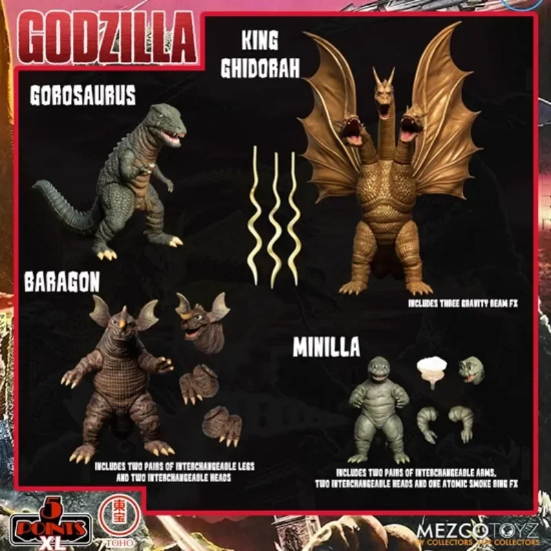 Фото В наличии оригинальный MEZCO King Ghidorah MINILLA Gorosaurus Baragon Godzilla модель персонажа из фильма художественная коллекция игрушка в подарок №1