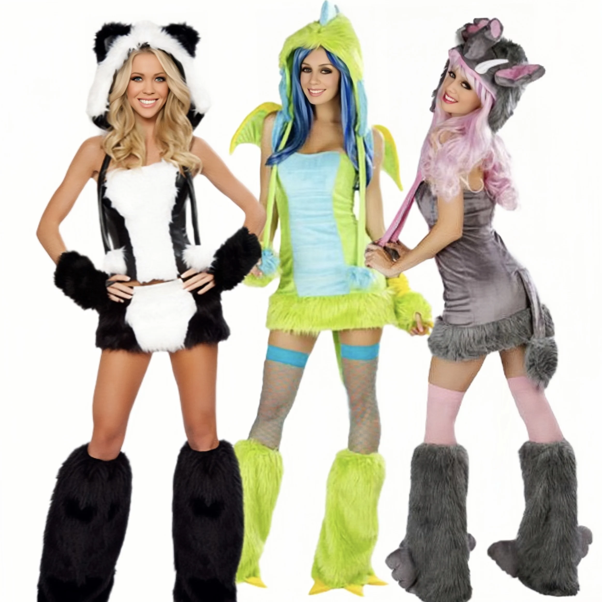 костюм животных динозавры для взрослых косплей слоны панды волки фэнтезийный