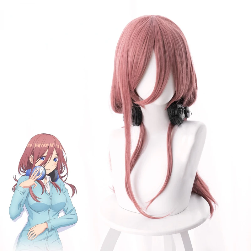 

Anime The Quintessential Quintuplets Nakano Miku Wig Cosplay Costume Pink 60cm Long Synthetic Hair Miku Nakano Wigs + Wig Cap