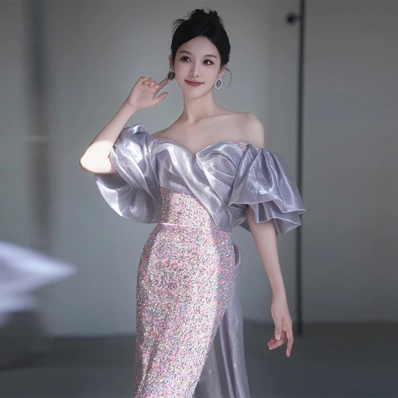 Великолепное платье-Русалка во французском стиле с открытыми плечами и