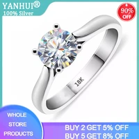 with certificate luxury 18k white gold color solitaire 8mm 2 0ct zirconia diamond wedding rings for women tibetan silver s925