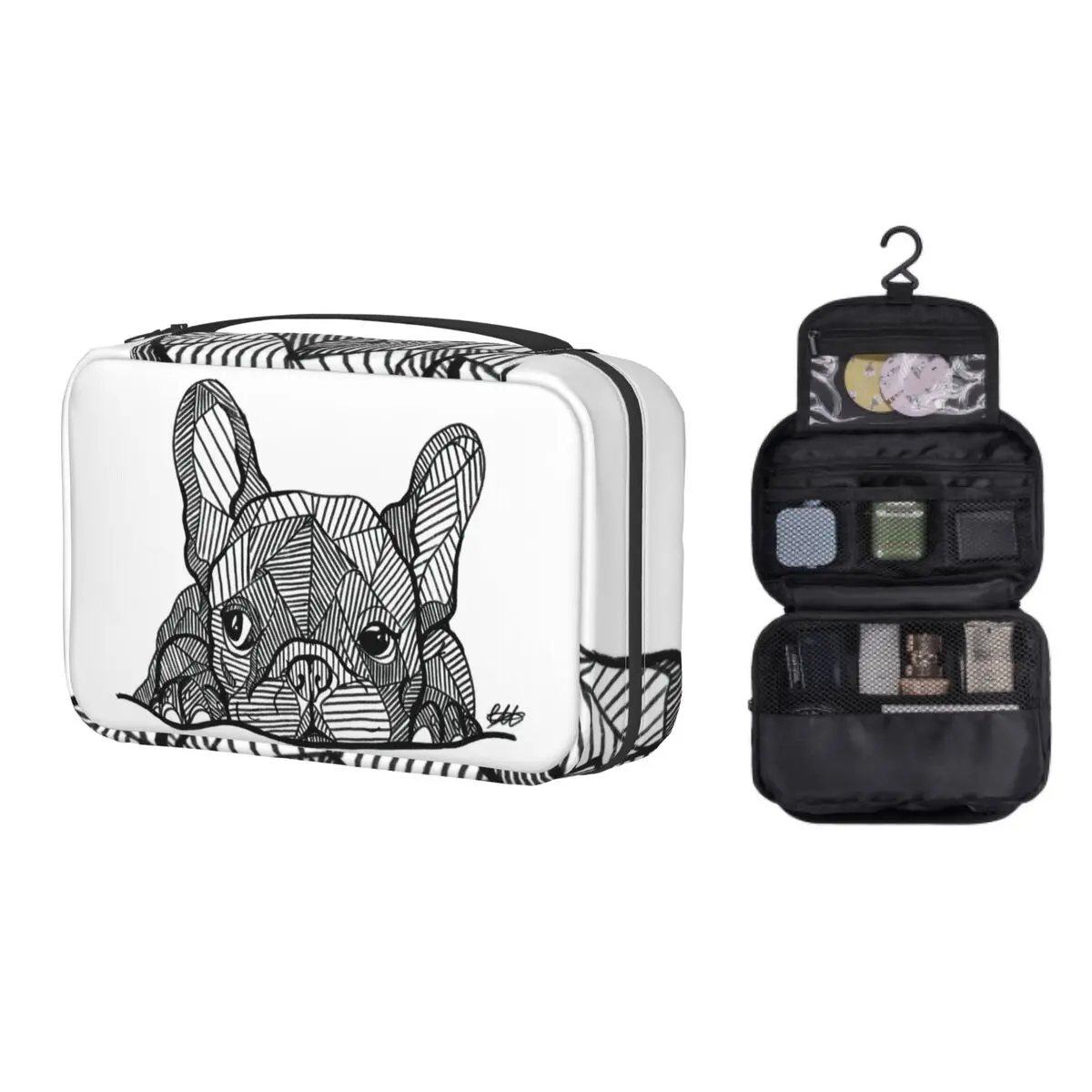 

Hanging Travel French Bulldog Toiletry Bag Portable Frenchie Dog Lover Cosmetic Makeup Organizer Beauty Storage Dopp Kit Box