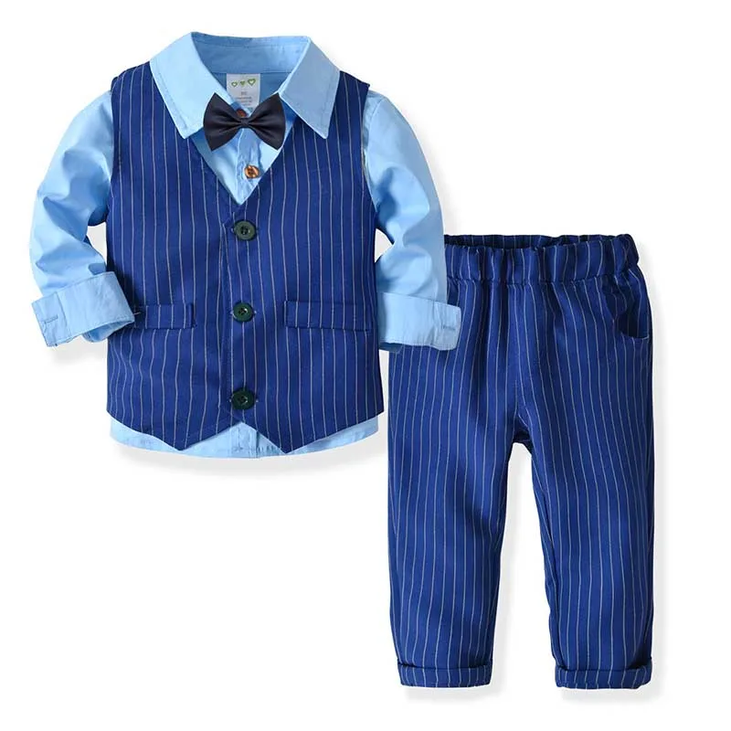 

Boys Gentleman Clothes Autumn Fashion Baby Suit British Wind Children's Suits Wedding Party Long Sleeve Shirt Vest Pants Suit