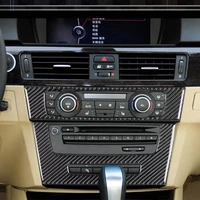 2pcs carbon fiber car center control cd panel frame cover decorative sticker trim for bmw 3 series e90 e92 e93 auto accessories