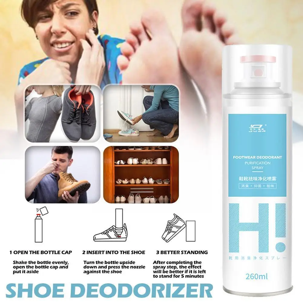 

260ml Natural Shoe Deodorizer Foot Spray Foot Odor Refresh Socks Antiperspirant Spray Stink Odor Freshener Remover Shoes F2b0