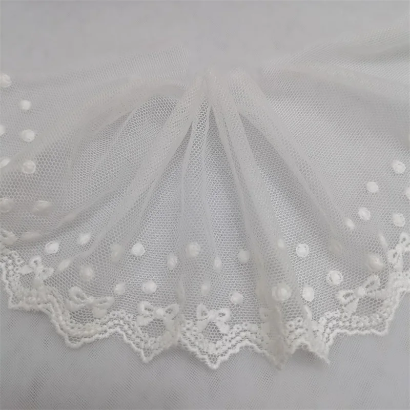 7 см белая мягкая сетка из хлопка кружевная вышивка отделка в горошек Бант сделай
